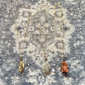 Gold Wire-Wrapped crystal Stone Necklaces